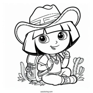 Dora The Explorer As a Cowgirl Coloring Page