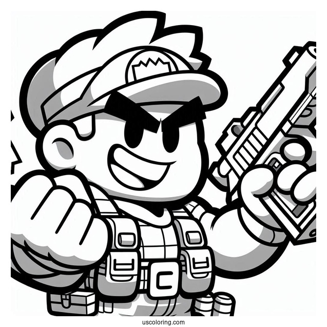 Brawl Stars Coloring Page Of Brock Holding Up Gun
