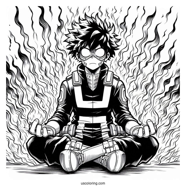 My Hero Academia Coloring Page Of Dabi Surrounded By Fire