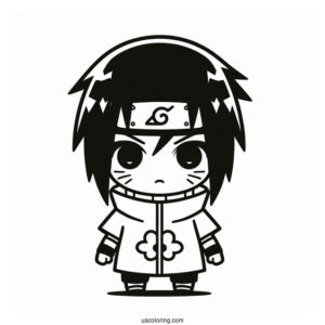 Kawaii Uchiha Sasuke Coloring Page For Preschoolers