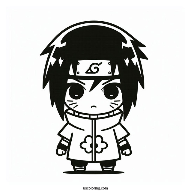 Kawaii Uchiha Sasuke Coloring Page For Preschoolers