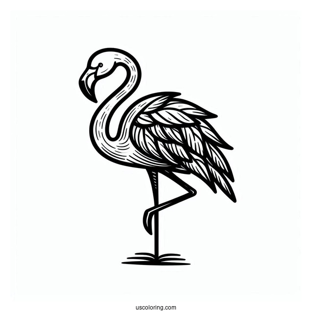 Tropical Flamingo To Color