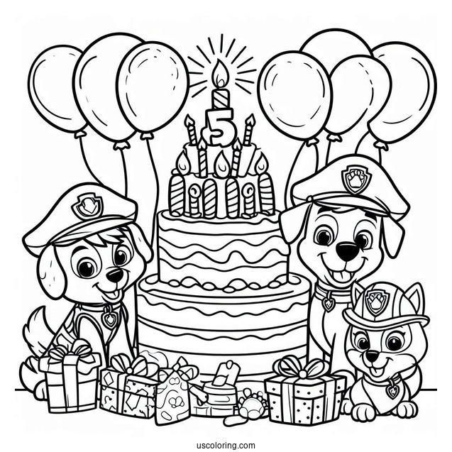 Paw Patrol Happy Birthday Coloring Page For Parties