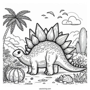 Detailed Stegosaurus Coloring Page For Kids