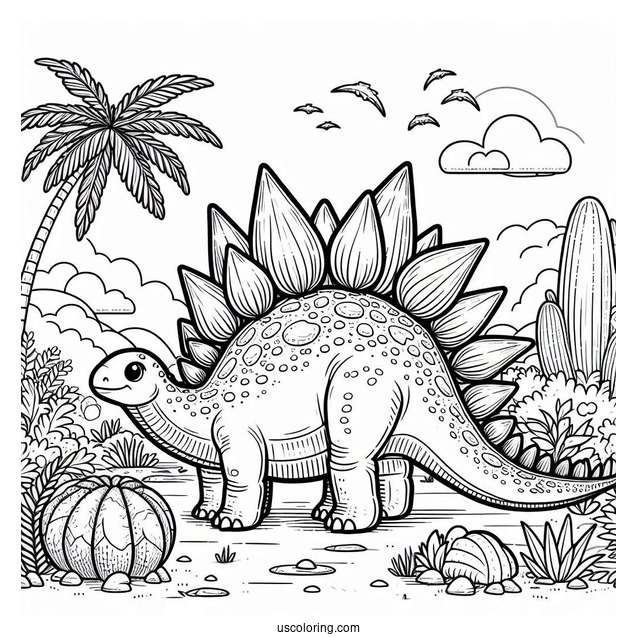 Detailed Stegosaurus Coloring Page For Kids