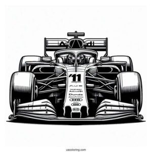 Front View Of Audi F1 Coloring Page Race Car