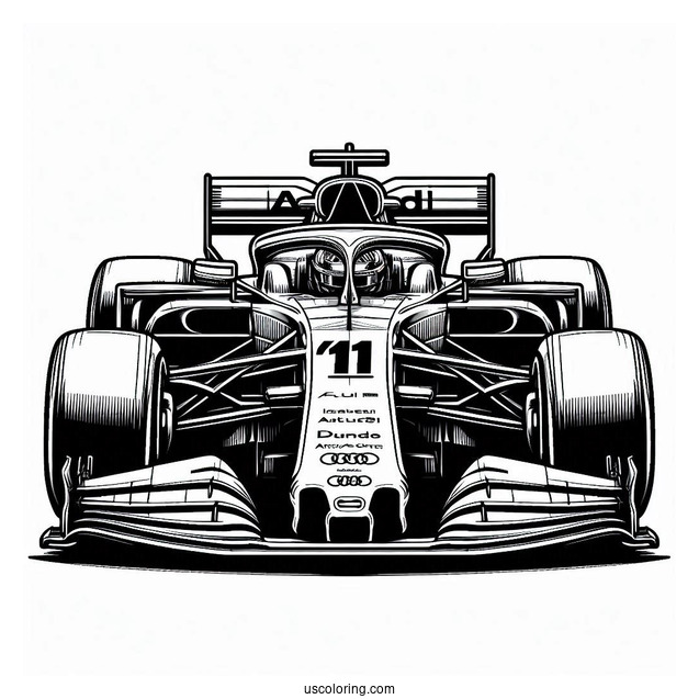 Front View Of Audi F1 Coloring Page Race Car