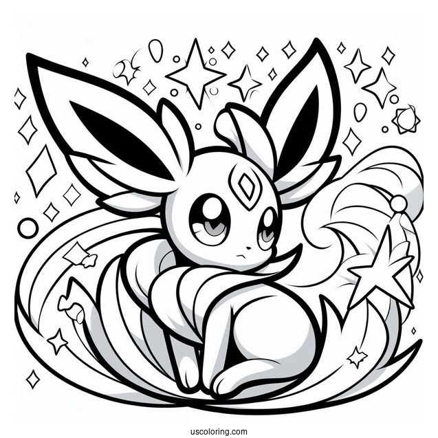 Sylveon Coloring Page Moonblast Pokemon Card