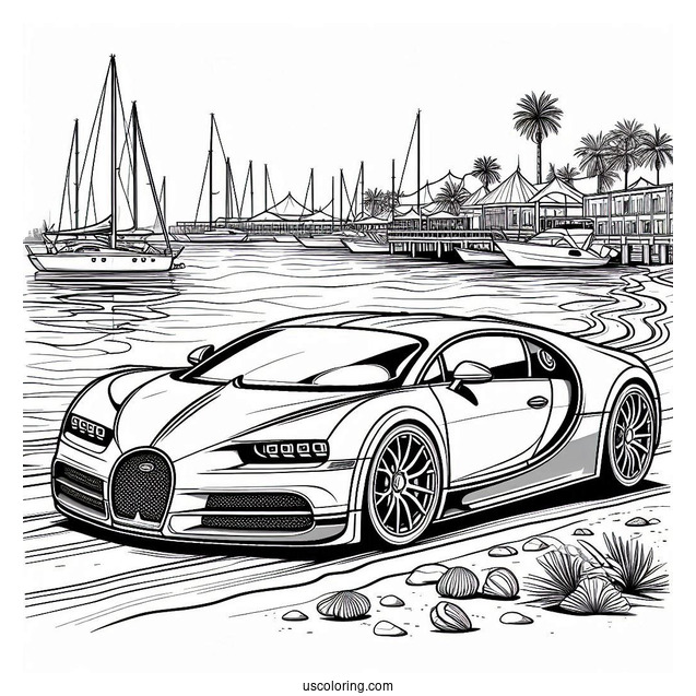 Bugatti Coloring Page Vision Gran Turismo At The Beach