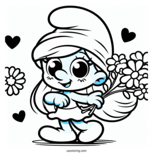 Kawaii Smurfette Coloring Sheet