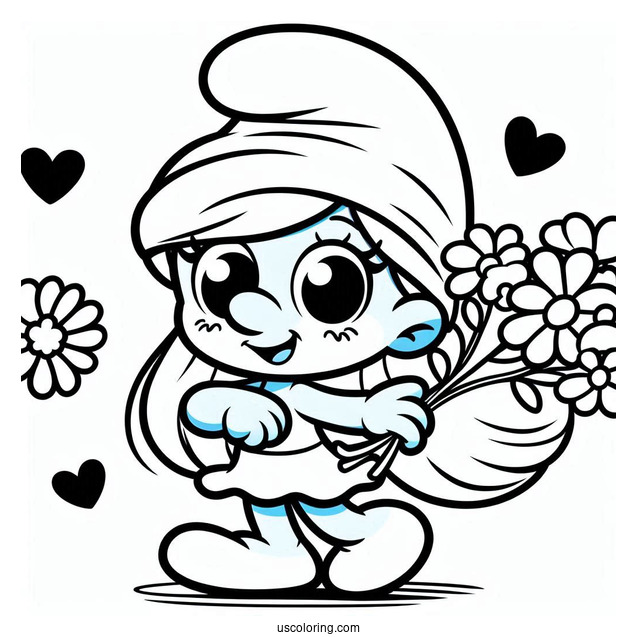 Kawaii Smurfette Coloring Sheet
