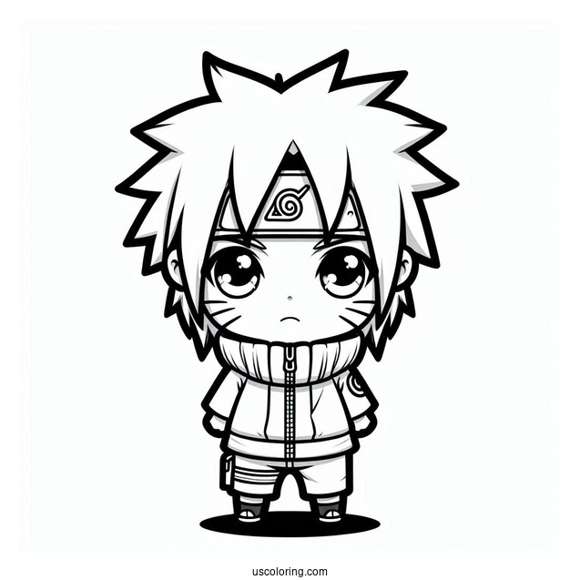 Naruto Coloring Page Of Chibi Sasuke For Preschoolers