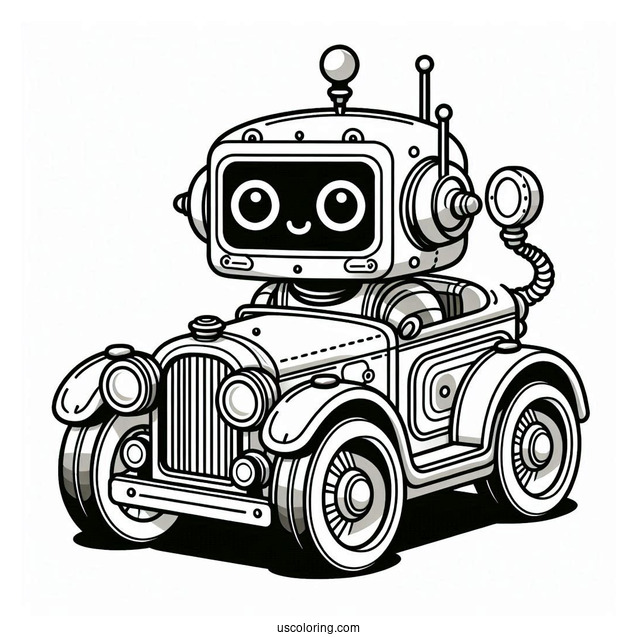 Robot Car Coloring Page