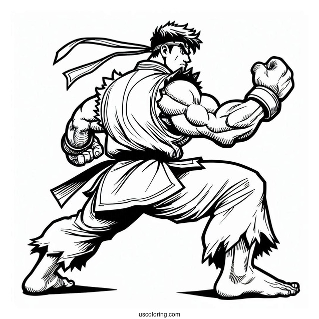 Street Fighter Coloring Page Of Easy Street Fighter Ryu Kids