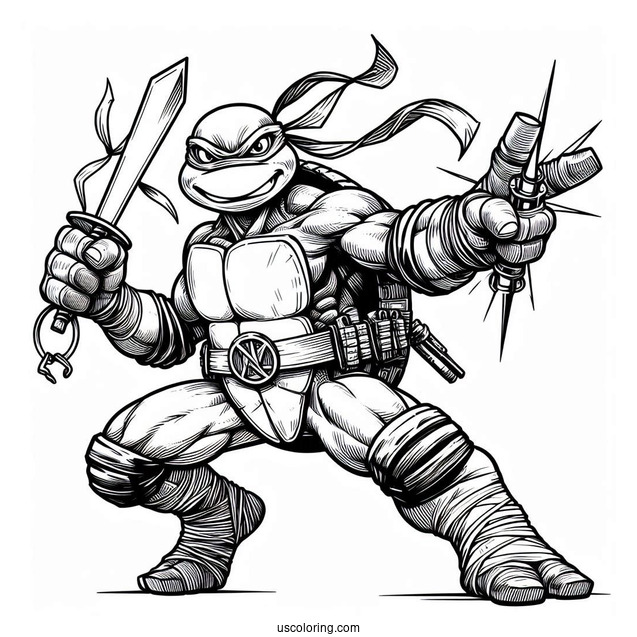 Ninja Turtles Coloring Page Of Spinter In Fighting Pose