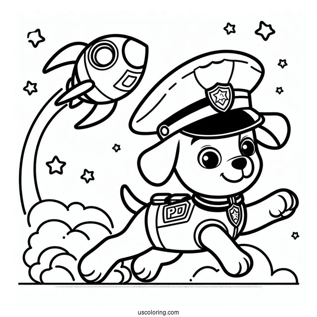 Simple Coloring Page Of Police Dog Chase