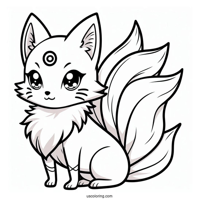 Cute Nine Tails Fox Naruto Coloring Page For Preschoolers