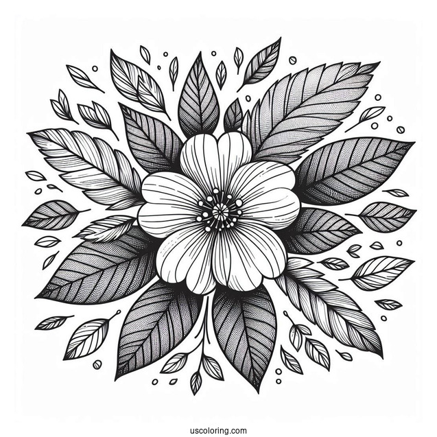 Top View Of Spring Flower With Tons Of Leaves