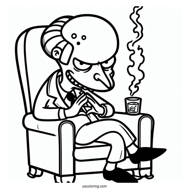 Simpsons Coloring Pages Of Evil Mr Burns For Kids