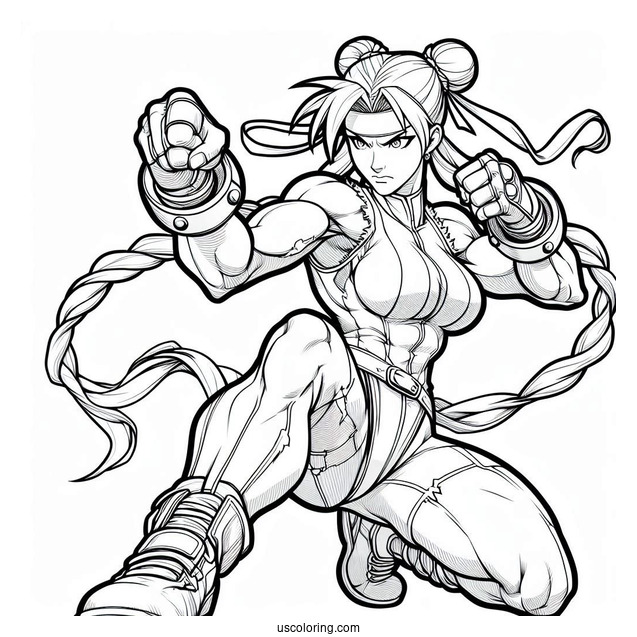 Street Fighter Coloring Page Of Cammy White In Battle Pose
