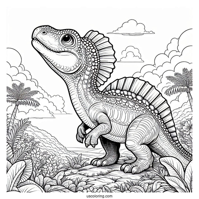 Scaly Spinosaurus Coloring Page Looking Up At The Sky