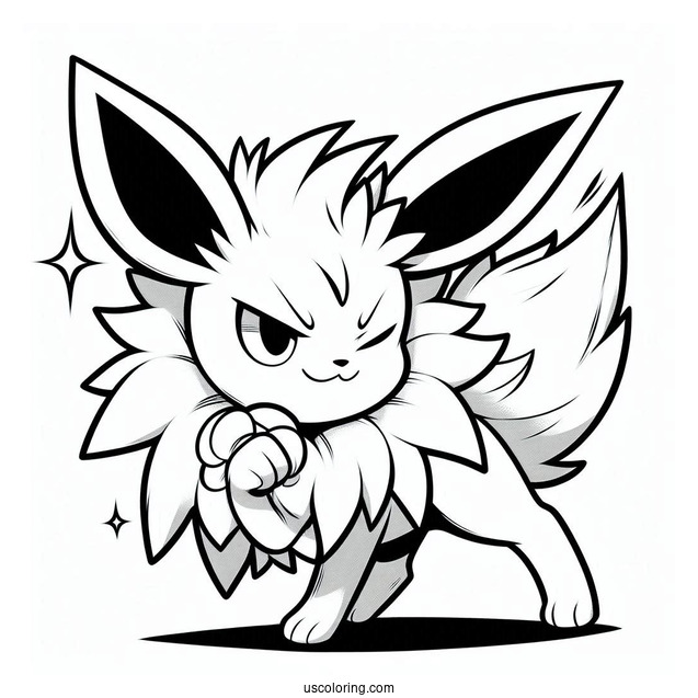 Smirking Jolteon Coloring Page In Fighting Stance