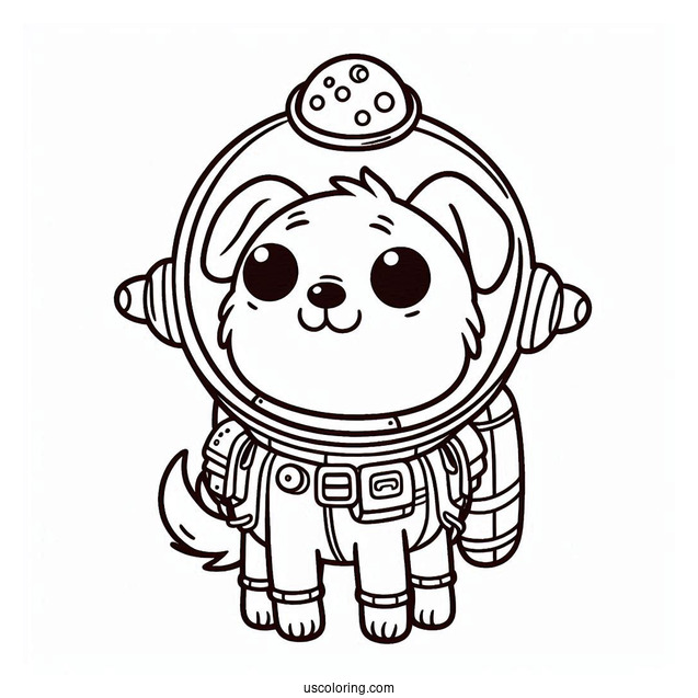 Rick and Morty Coloring Page Of Cute Snuffles the Dog in Space Helmet For Kids