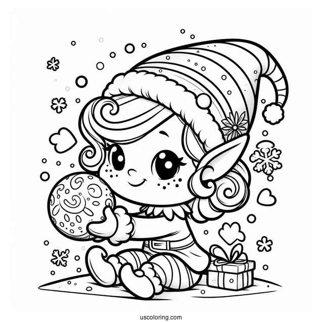 Mischievous Elf Making a Snow Ball