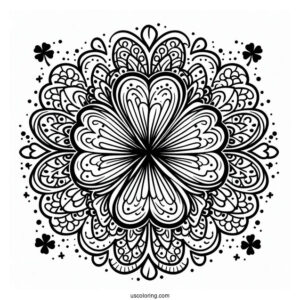 St. Patrick's Day Coloring Page Of Pretty Clover Mandala