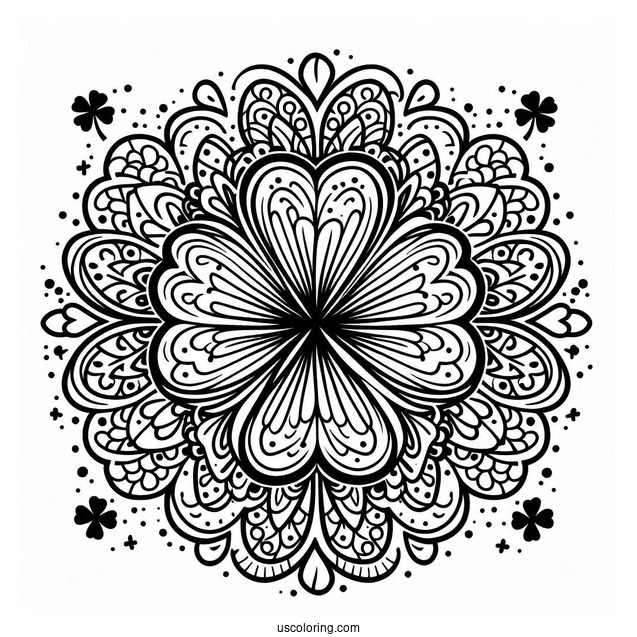 St. Patrick's Day Coloring Page Of Pretty Clover Mandala
