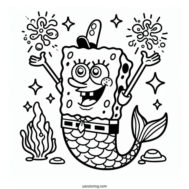 SpongeBob Coloring Page Mermaid Man