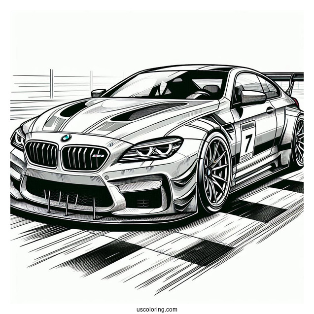 Realistic BMW Coloring Page M6 GT3 Racing