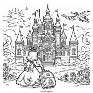 Sofia The First Coloring Page With Suitcase Going To The Castle