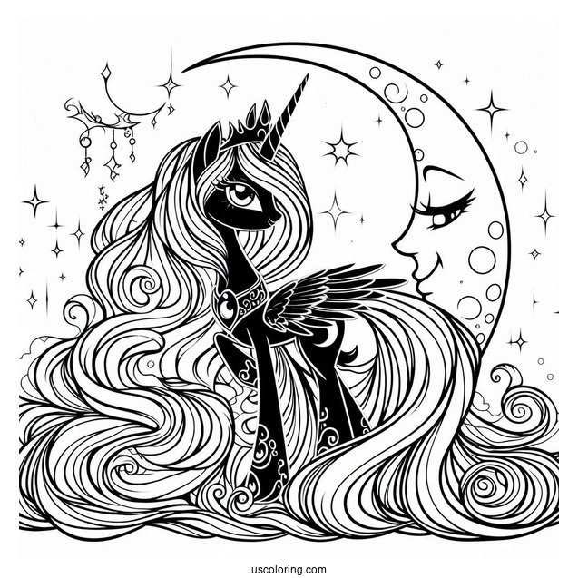 Princess Luna Coloring Page With Nightmare Moon Alter Ego For Kids