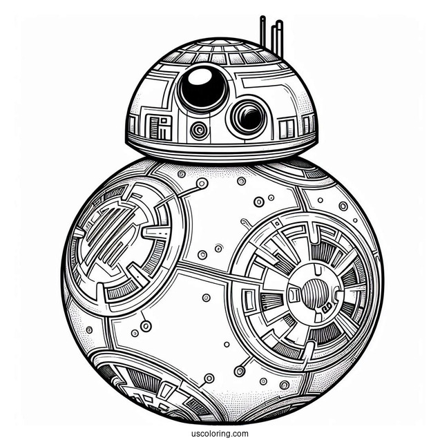 Detailed BB8 Outline Coloring Page