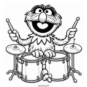Muppets Coloring Page Of Animal Playing The Drums