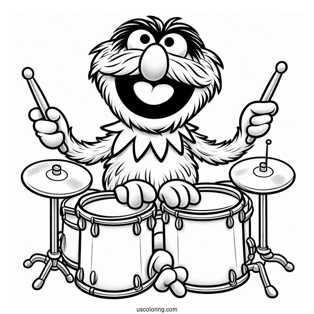 Muppets Coloring Page Of Animal Playing The Drums
