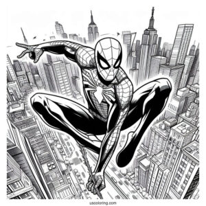 Spider-Verse Spider-Man Leaping Through City