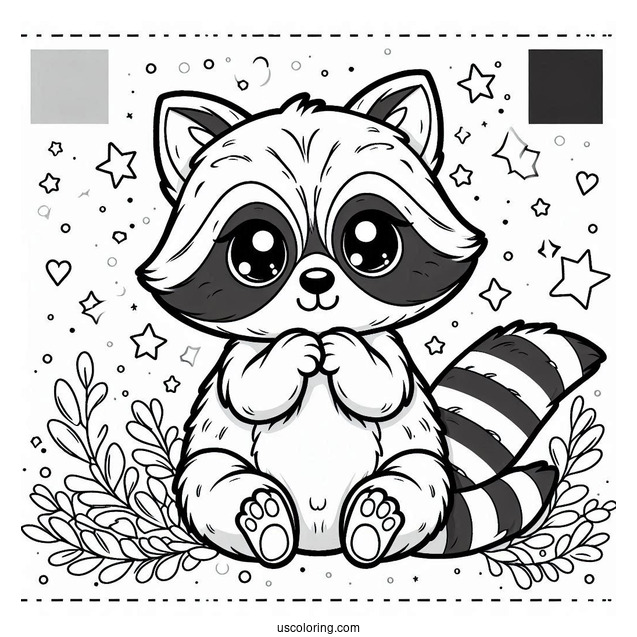 Cute Baby Raccoon Coloring Page For Preschoolers