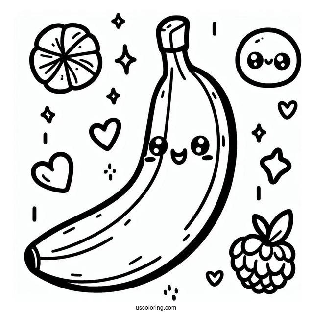 Cute Smiling Kawaii Banana Coloring