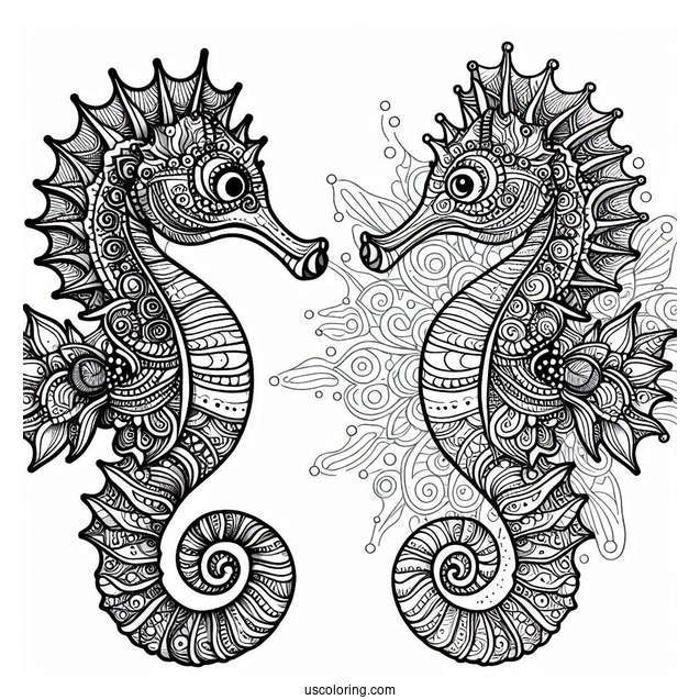 Mandala Seahorse To Color For Adults