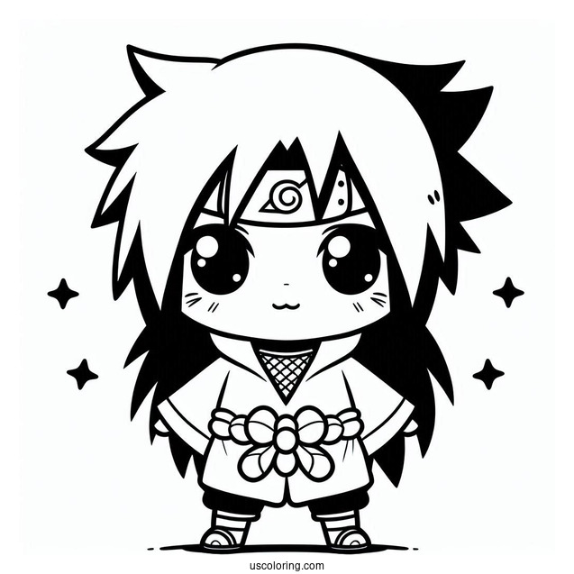 Kawaii Uchiha Sasuke Coloring Page For Preschoolers
