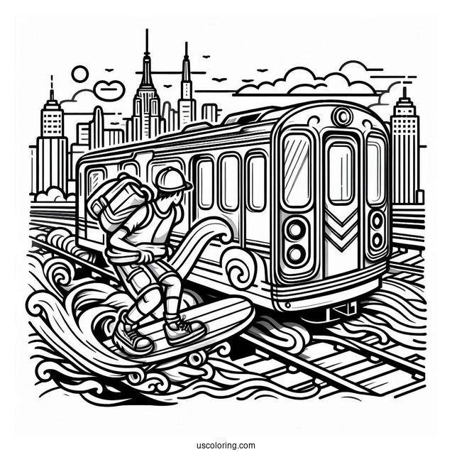 Subway Surfers Coloring Page On The Edge Of A Train