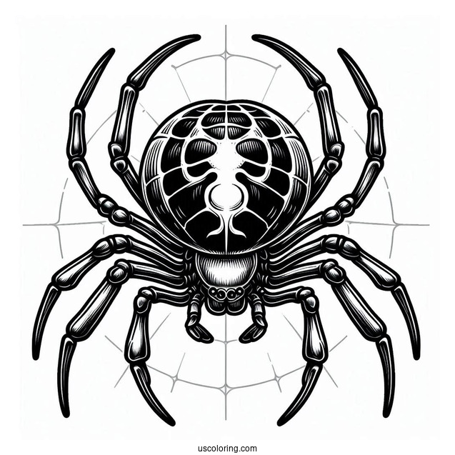 Detailed Black Widow Spider Coloring Sheet