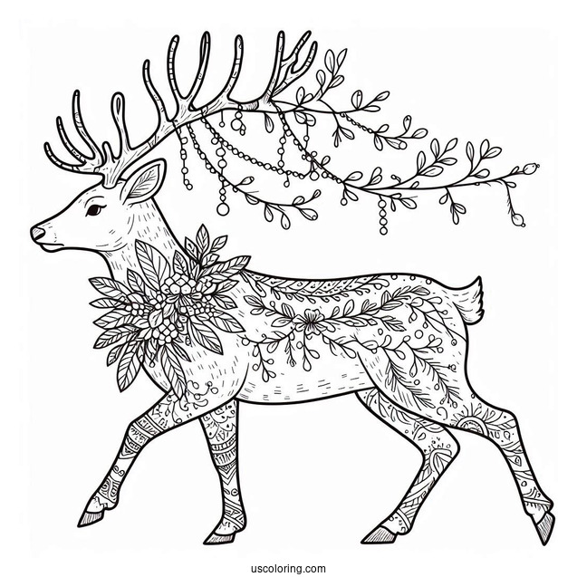 Coloring Page Of a Realistic Looking Reindeer