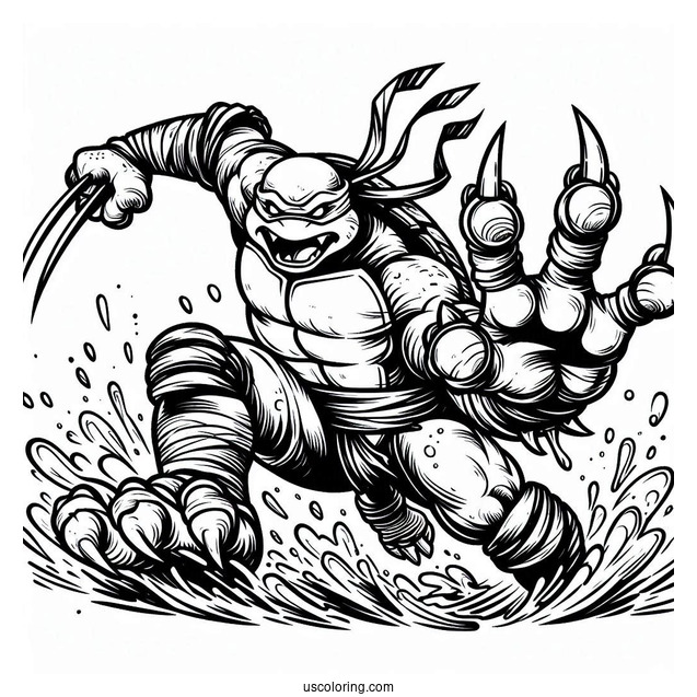 Ninja Turtles Coloring Page Of Tiger Claw Attacking