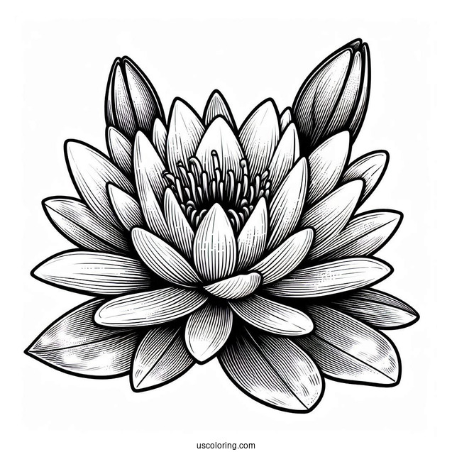 Flower Coloring Pages Of Midnight Water Lily