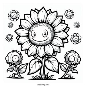Coloring Page Of Plants Vs Zombies Sunflower