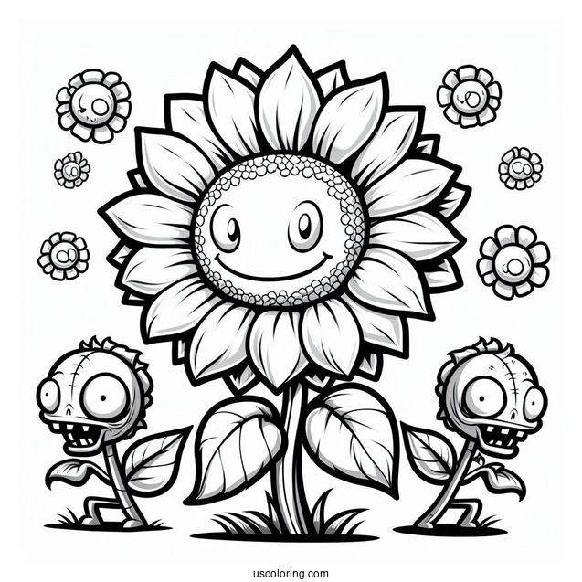 Coloring Page Of Plants Vs Zombies Sunflower