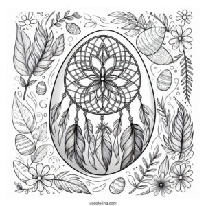 Floral Easter Egg Coloring Page Dreamcatcher